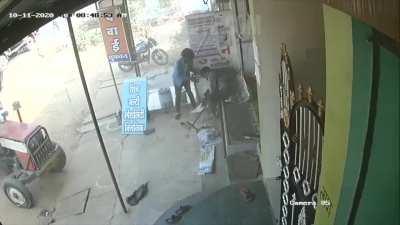 Tractor rams a man in India