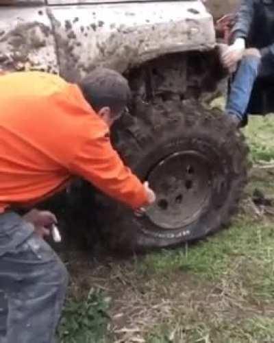 re-seating a flat tire
