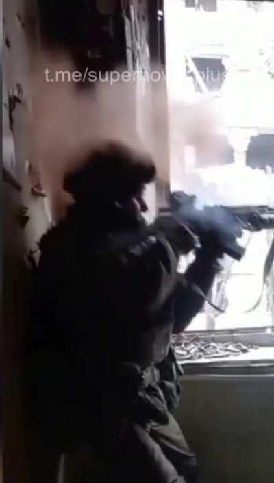 Ukrainian soldier got lucky with close shot near his head. Bakhmut, recent days.