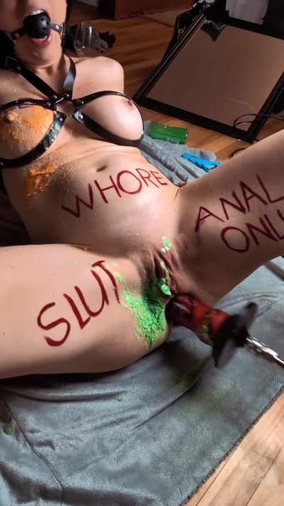 Whore/slut gets her ass fucked while wax drips all over her body