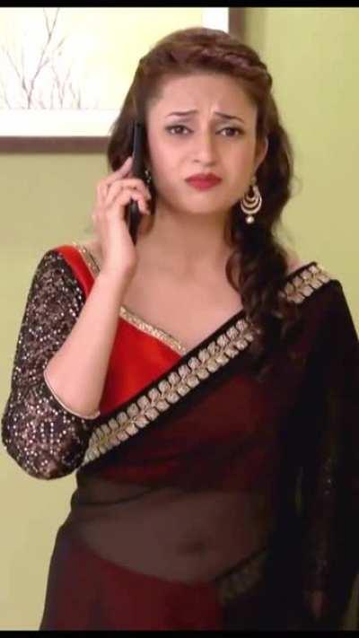 Divyanka Tripathi in sheer saree - Hot Indian TV actress.