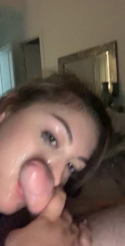 Continuing to suck with a load on my face [oc] 🥰