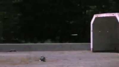 Hypersonic railgun round goes through metal plates like they are made of paper.