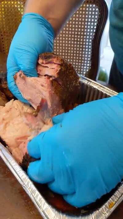 Smoked a boneless pork shoulder this weekend. It's the best thing I've made so far with good bark and my first decent smoke ring.