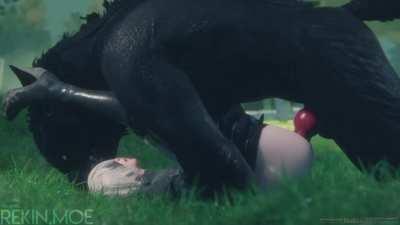 2B and a werewolf (Rekinmoe) [Nier]