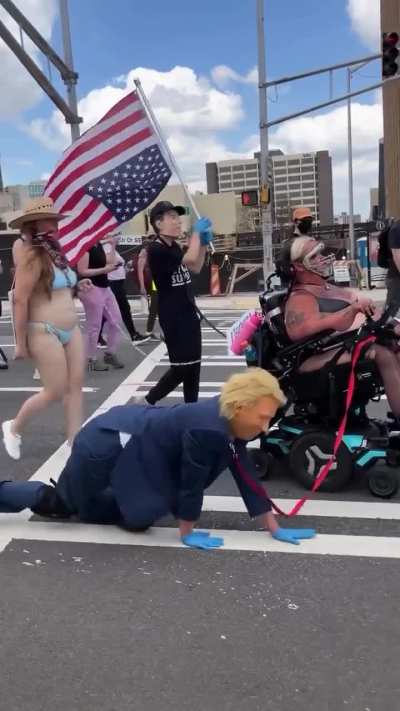 Some of the protesters at Hands Off protest against Trump/Musk regime