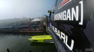 Travis Pastrana jumping a Subaru over a boat (link to full video  