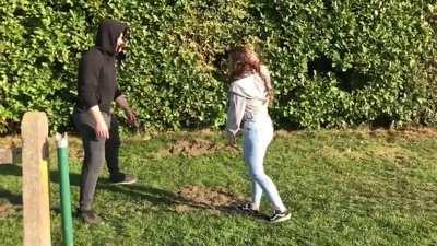 Amateur ballbusting, check my profile for more videos.