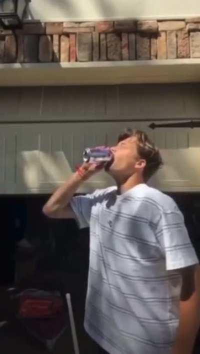 trying to chug sparkling water