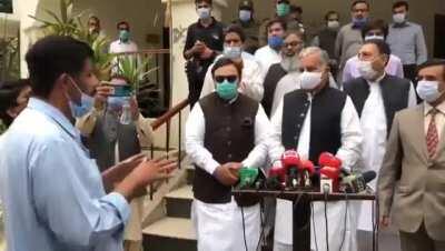 Pakistani journalists waited for two hours for authorities to come to address the media. When they arrived, the journalists called out corruption in the district and said, since you did not give us time, we are boycotting your press conference.