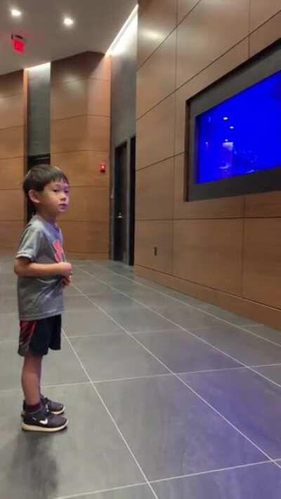Girlfriend’s nephew attempts to say “bye fish”. Ends up throwing shade.