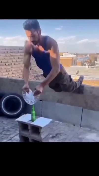 Man doing a floating push-up