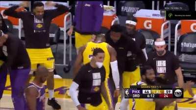 [Highlight] The whole team celebrates after Lebron extends the lead