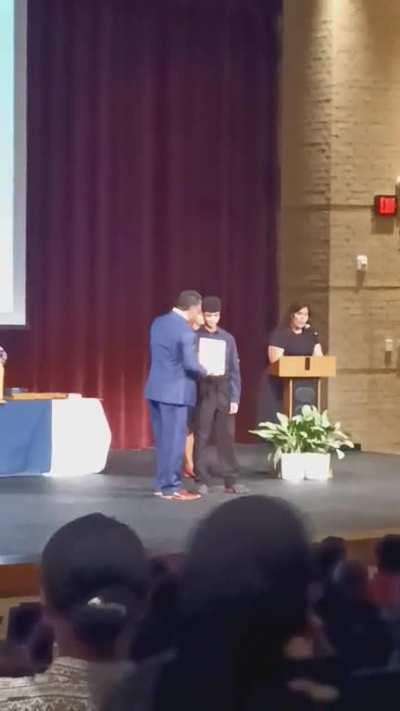 To record my son's award