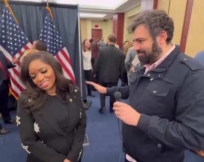 Joe Gallina - ''If you could tell Donald Trump anything tonight, what would you tell him?'' Jasmine Crockett - ''Grow a spine and stop being Putin’s hoe.''