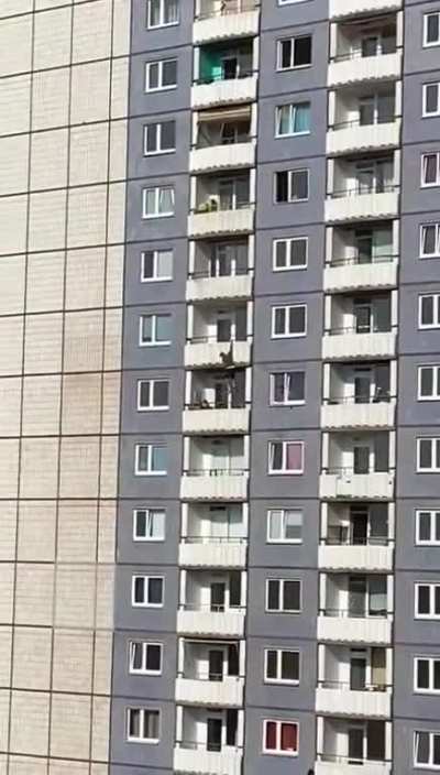2 stupid ideas back to back. Sniping someone else's property. Getting caught and thinking scaling down the balconies from waaaaay up is a good idea. Plop