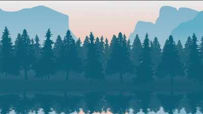 [4k] flat mountain lake painted landscape