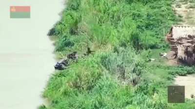 [Myanmar/Burma] KNLA rebel drone unit, Nighthawks records failed junta amphibious assault across the Sittaung River near Shwekyin, Bago Region (April-May 2025)