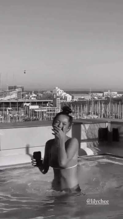 Lily Chee in the pool