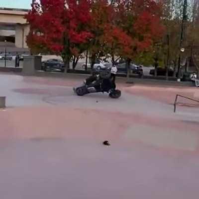Riding my trike at the skate park