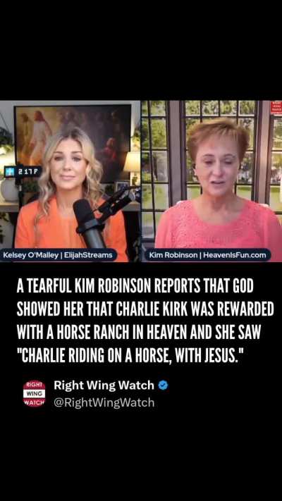 Wackjob claims that she saw Chrlie Kirk riding a horse in Heaven with Jesus