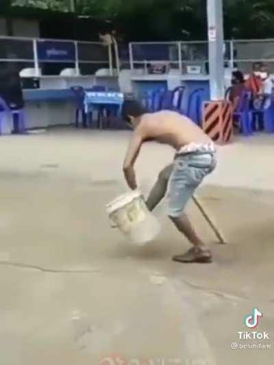 Gangster wanna be declined by a bucket