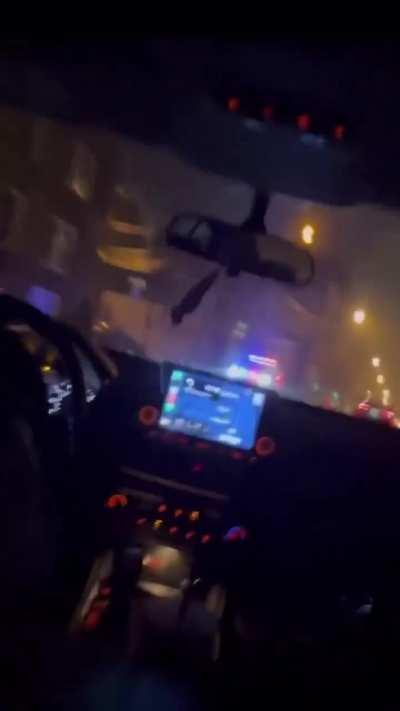 Crashed straight into a cop car…