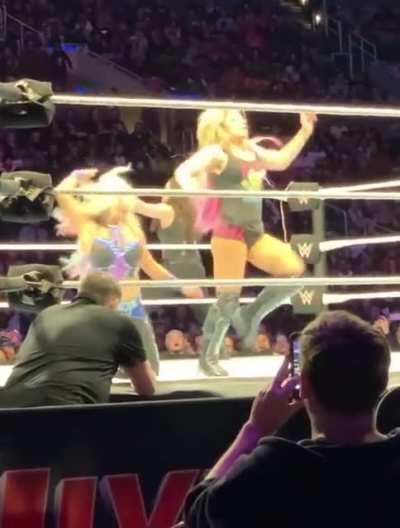 Nikki Cross hilariously trying to cheer the crowd