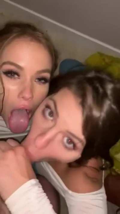 Sloppy threesome blowjob