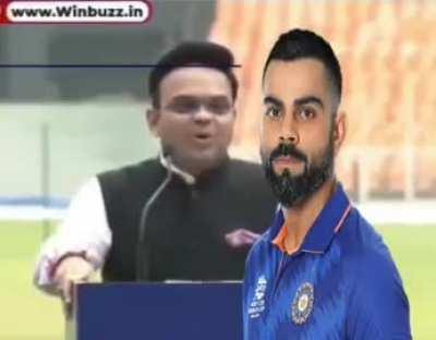 BCCI president Jay Shah congrejulting match winner virat kohli.(BTS)