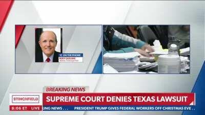 'WE'RE NOT FINISHED...BELIEVE ME': America's Mayor Rudy Giuliani reacts to the Supreme Court throwing out the lawsuit Texas presented.