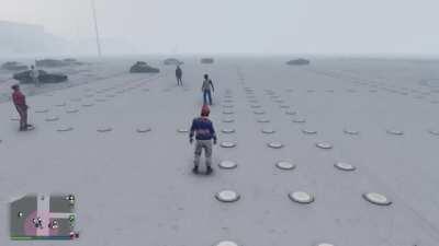 Playing Curling with friends at the airport