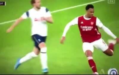 Harry Kane’s ‘challenge’ on Gabriel earlier.