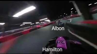 Hamilton after he gets passed by Albon