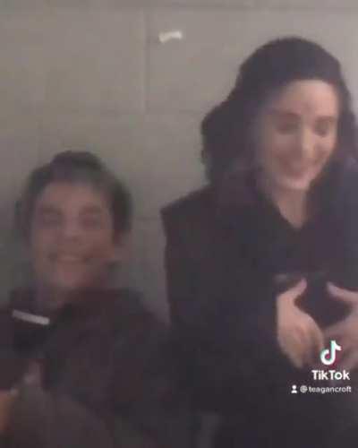 Ryan Potter and Teagan Croft behind the scenes of Season 3