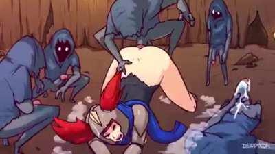 Warrior gets defeated and violated by thieves (Derpixon)