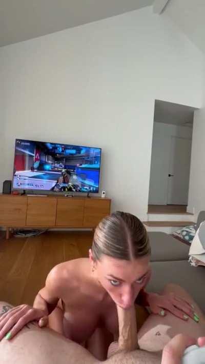 My girlfriend talked about how quickly I came, and told me it isn’t that hard to hold it in. To prove it she swapped our bodies, and said once I make her cum, she will swap us back. I’ve been sucking her dick for almost and hour now. She’s losing her game