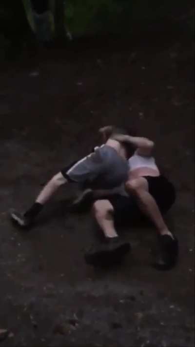 2 rednecks give eachother brain damage in the woods.