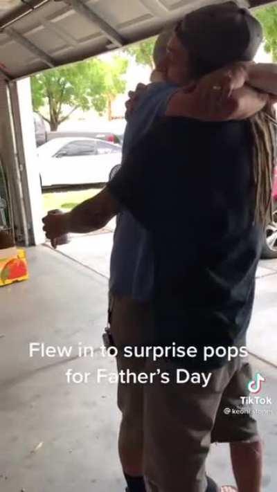 Flew in to see his father for Father’s Day