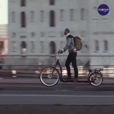 This bike moves when the rider walks on it.