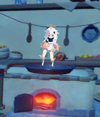 *Paimon realizing that no one can cook her*