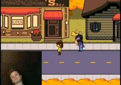 everyones reaction to sans in deltarune be like: