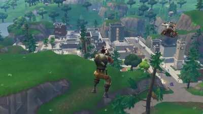 Nothing stops the no skins from default dancing, not even gravity. [LOUD]