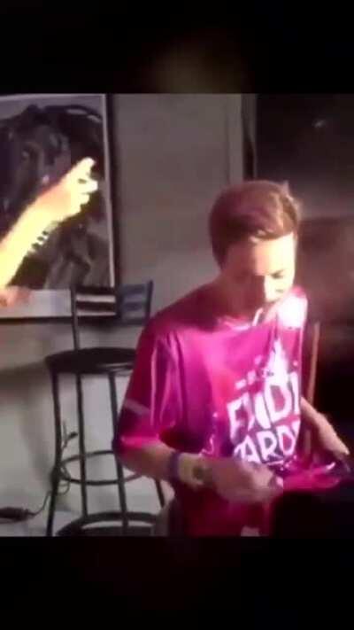 Young teen smoking and gets hair on fire