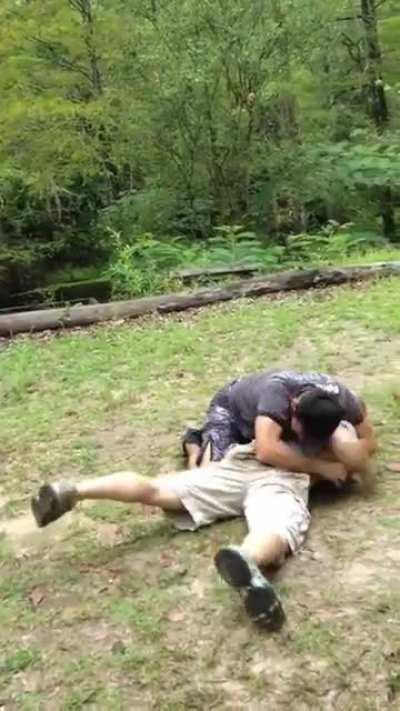 Triangle choke in a friendly fight