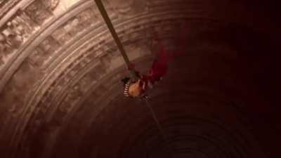 Lucian sliding down into hell