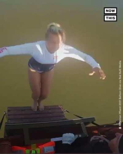 Professional cliff diver Rhiannan Iffland just became the first person to dive 18 m from a moving hot air balloon. Iffland will be one of several pro divers competing in the 2021 Red Bull Cliff Diving World Series in June.