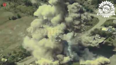 The Ukrainian Armed Forces carried out a MiG-29 airstrike using a guided French AASM HAMMER aerial bomb on a house with Russian soldiers and ammunition in southern Ukraine. May 2025.