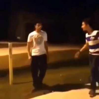 My man got hit so hard he fell into the matrix