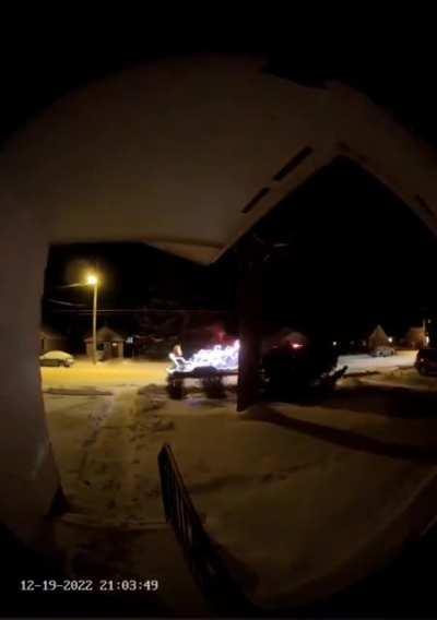 A friend's neighbor, 9pm. That's Santa. The local Fire Dept. has been doing this since 2020, when it was the only way to see him.